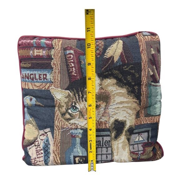 Vintage Cat Tapestry Throw Pillow Set Kitten On Bookshelf Boho Y2K Granny Style - Picture 6 of 7